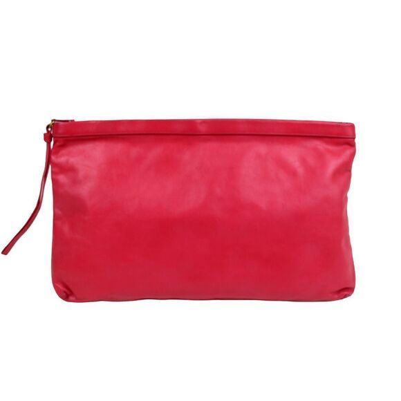 Extra Large ETRA PINKISH RED REAL LEATHER ZIP TOP WALLET CLUTCH WRISTLET PURSE - Picture 1 of 10